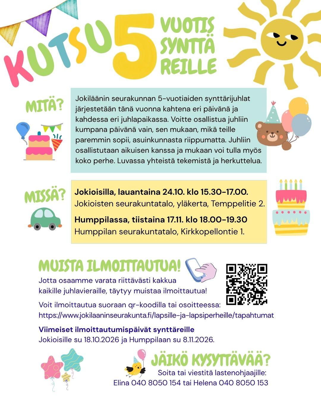 kakku, aurinko, nalle, teksti: kutsu 5 v. synttäreille