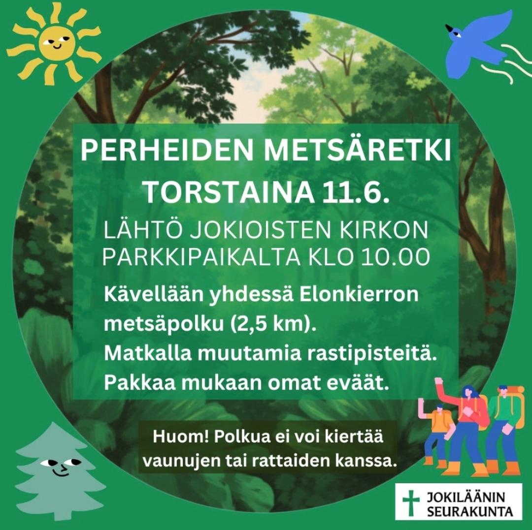 mainos perheiden metsäretkestä